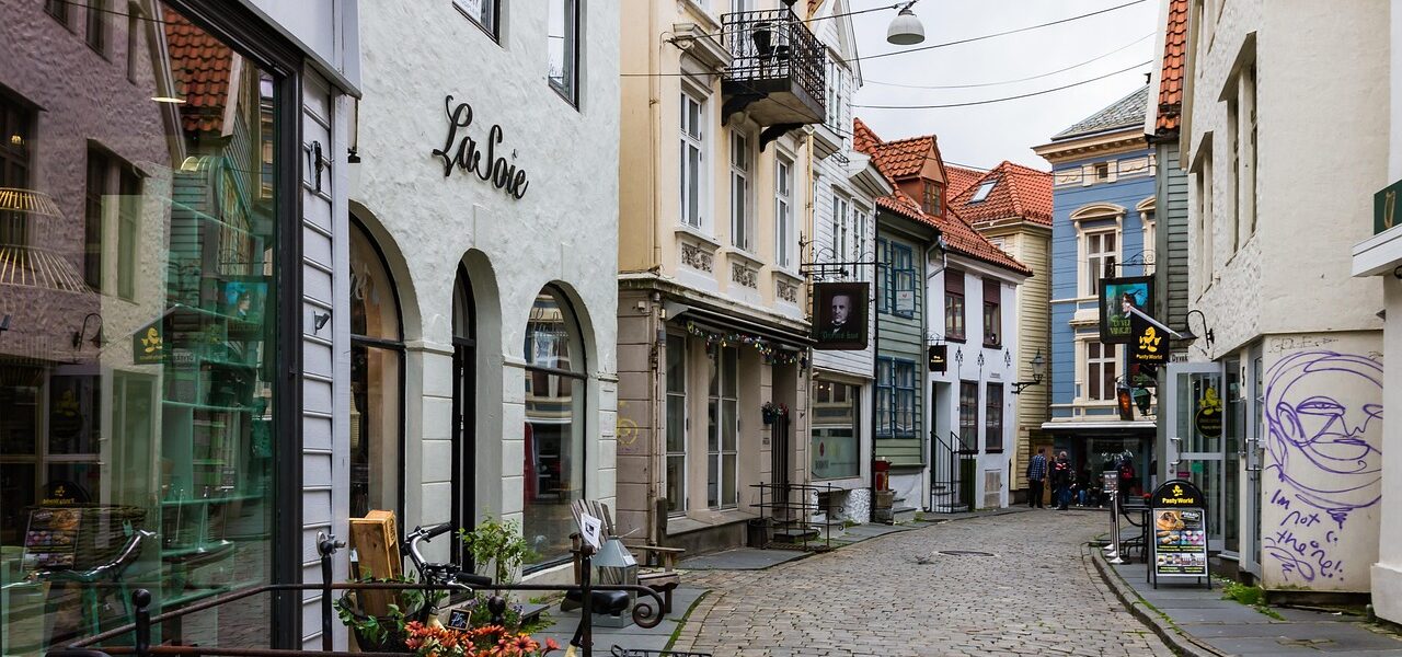 Street, buildings, town, village