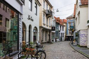 Street, buildings, town, village